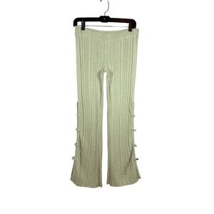 FREE PEOPLE FP Beach Picnic Ribbed Cropped Flares, light Green, Size XS